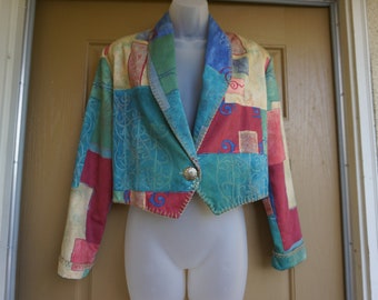 Vintage cropped jacket made by Rhonda Stark and labeled  a size Medium