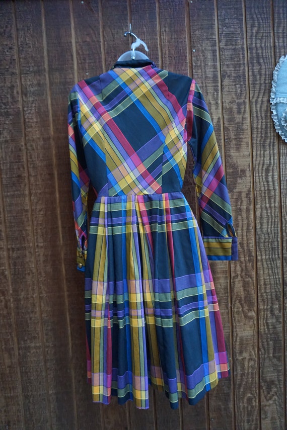 Plaid Vintage 1970s or 80s dress size medium by S… - image 8