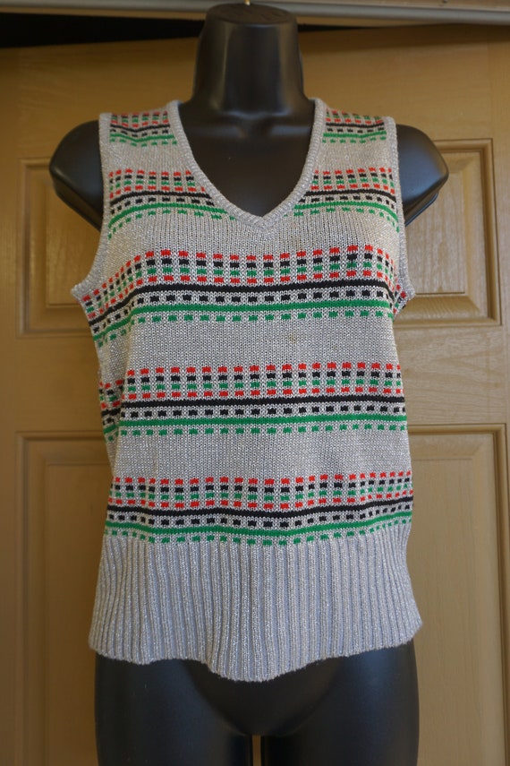 Shimmer knit sweater vest Vintage by Pronto size … - image 5
