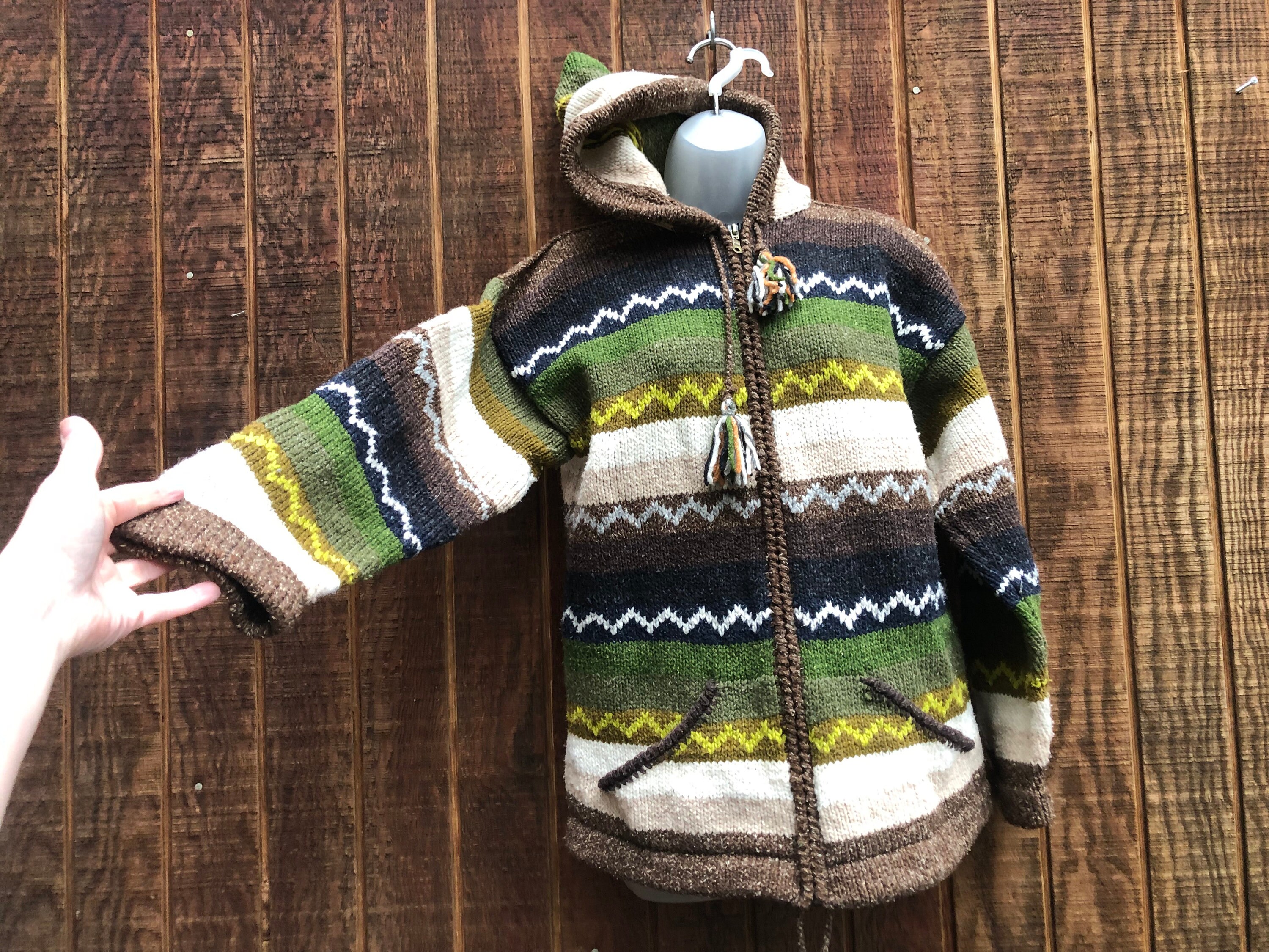 Vintage Zip up Heavy Knit Sweater Thick Hood Hoodie Zipper Vintage Zip up Heavy Knit Sweater Thick Hood Hoodie Zipper