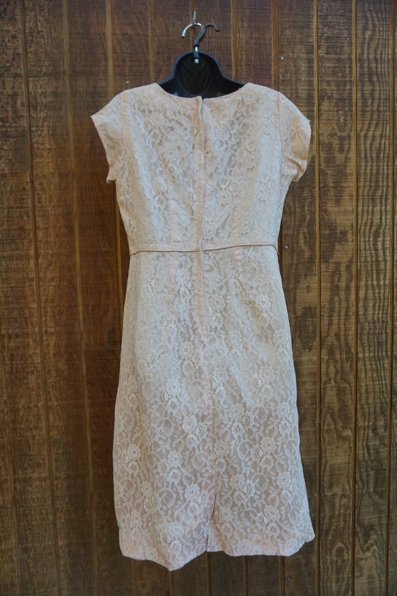 Vintage 1950s lace overlay dress mid century with… - image 9