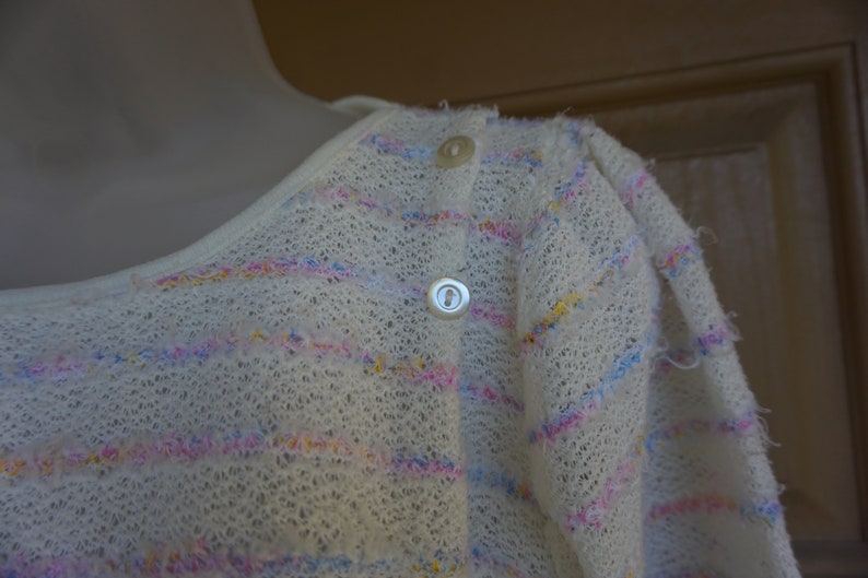 Vintage 1980s or 90s pastel heavy knit sweater size Medium image 2