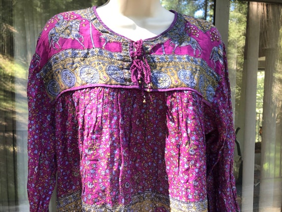 Vintage gauzy Indian long sleeve blouse 100% cott… - image 1