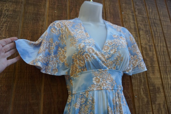 1970s vintage maxi dress prairie small medium flo… - image 1