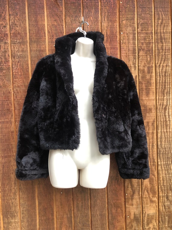 Vintage 60s shearling fur womens coat size small … - image 2