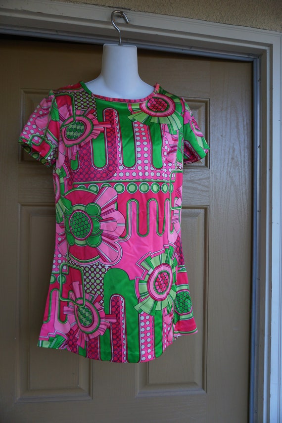 Vintage 1960s or 70s dress small 60s retro mod tw… - image 3