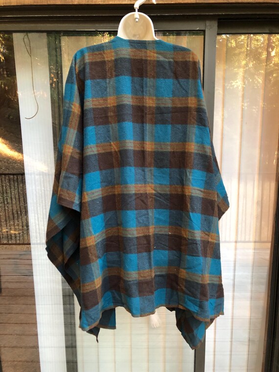 Plaid wool cape jacket small medium large XL one … - image 7
