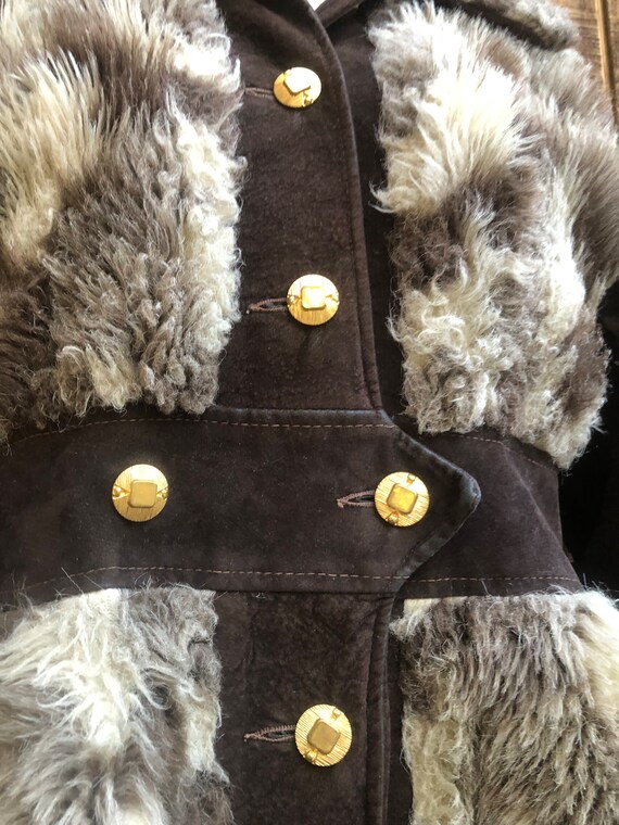 Grunge vtg faux fake fur COAT Small boho outerwea… - image 2