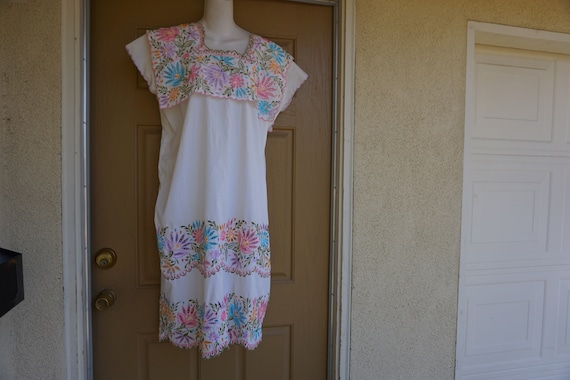 Vintage floral mesh dress size large tent loose fi