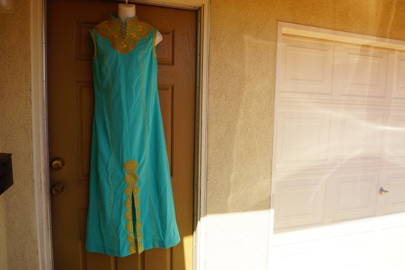 Gold Embroidered, Dress Maxi, Long, India Large XL