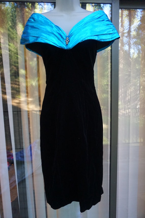 Zum Zum dress Vintage 80s Black Tight Party Dress… - image 6