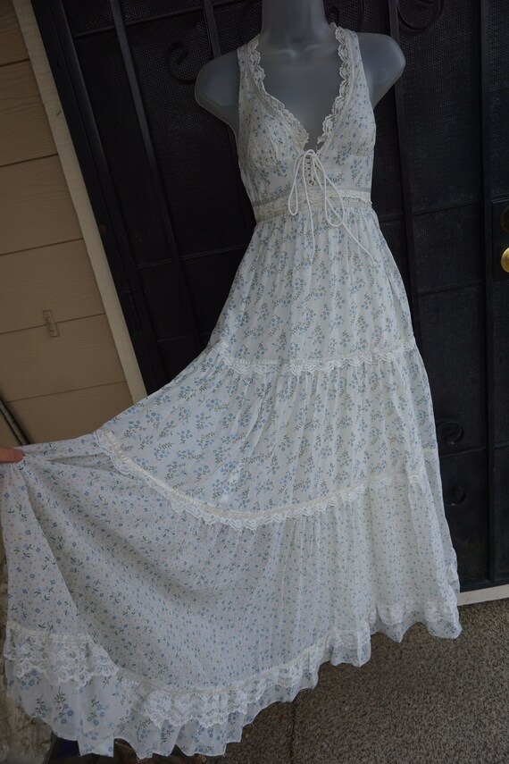 Gunne sax size 7 small prairie lace maxi dress corset… - Gem