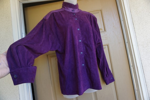 Purple suede leather shirt Liz Roberts Robert Ell… - image 1