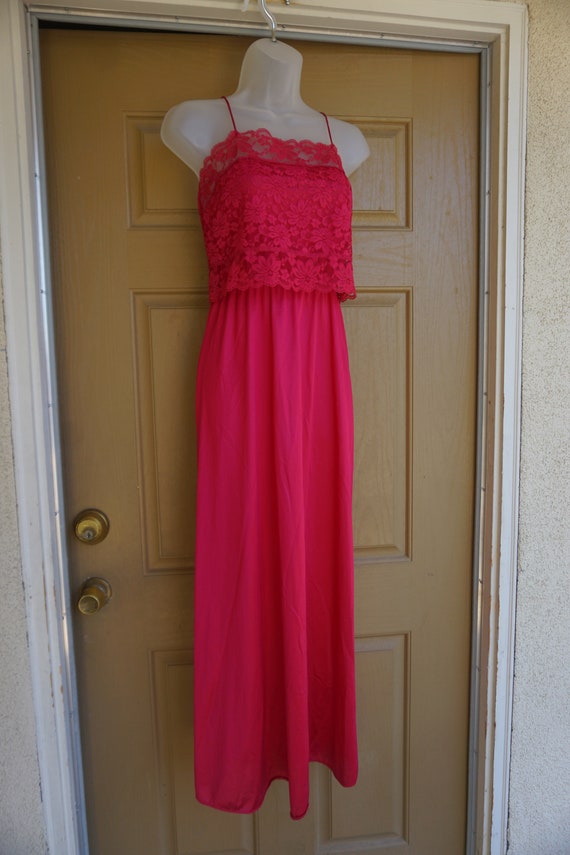 Vintage pinkish red DEENA maxi nightgown small ca… - image 6