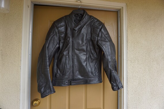 Vintage Black Leather Motorcycle // Biker Jacket … - image 2
