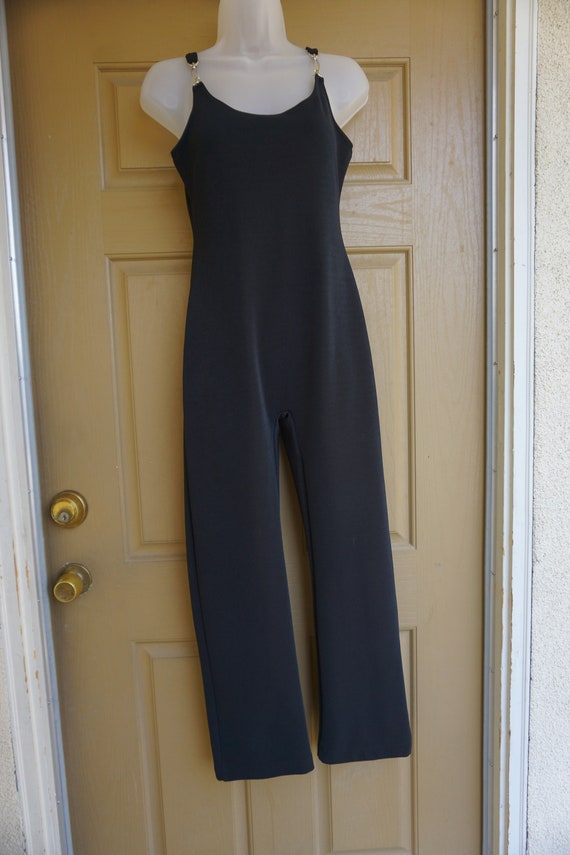 Moda Int'l Vintage 1980s black leotard unitard 80… - image 4