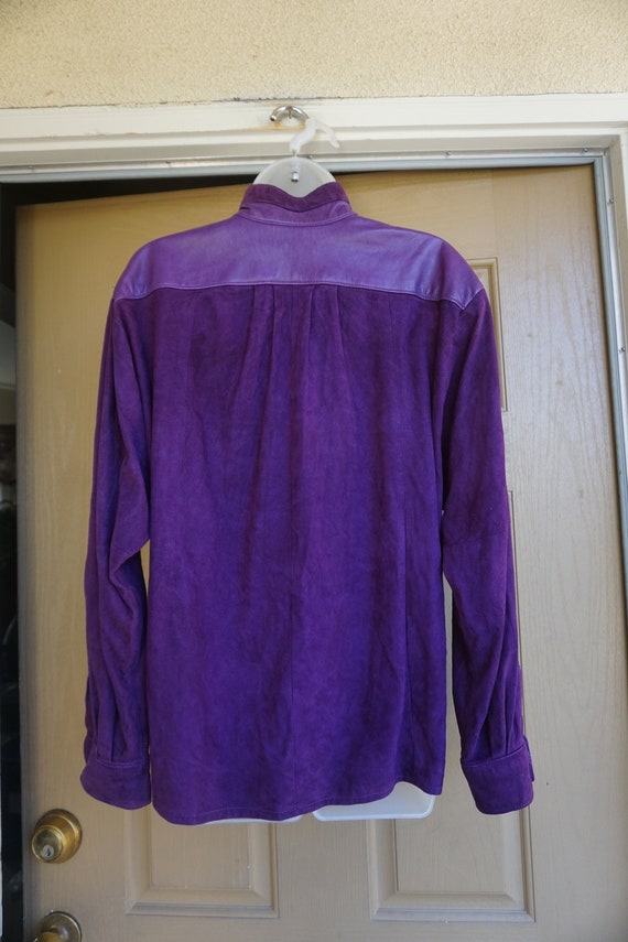 Purple suede leather shirt Liz Roberts Robert Ell… - image 7