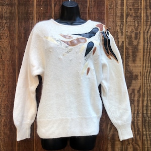 Angora blend vintage 80s 90s knit sweater size large ANGORA 1990s