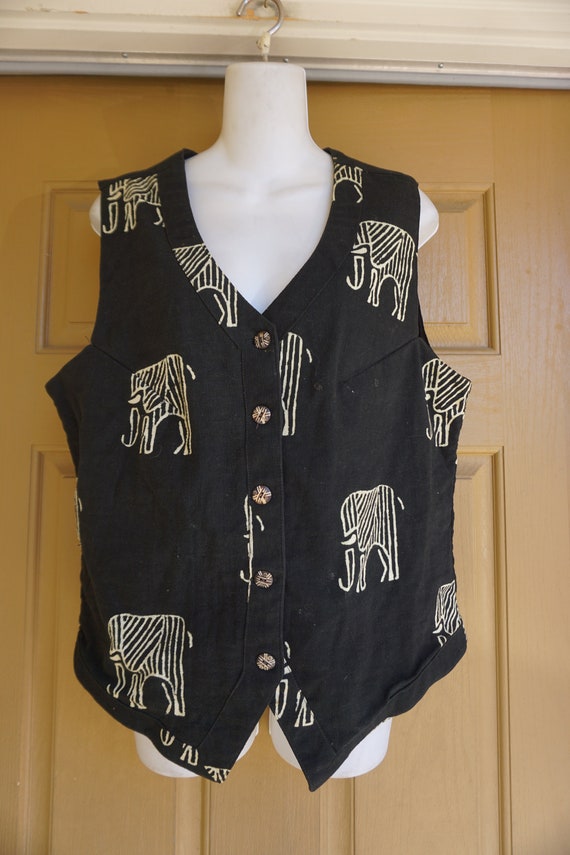 Vintage 80s 90s 1980s 1990s elephant vest made in… - image 3