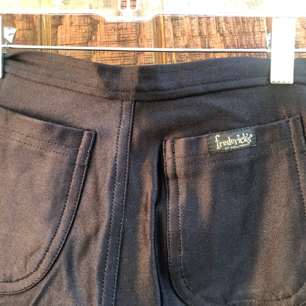 Stretchy Fredericks of Hollywood ultra high waist pants small size 3/5 black stretchy shiny