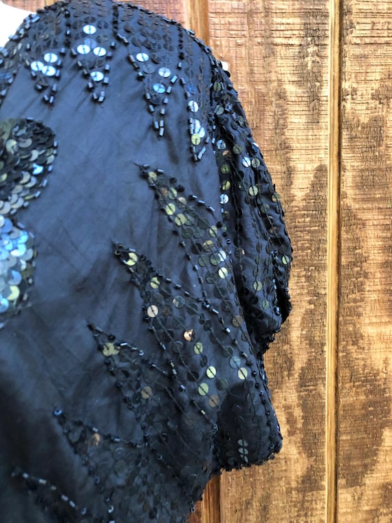 Vintage 1990s sequined solid black butterfly top … - image 4