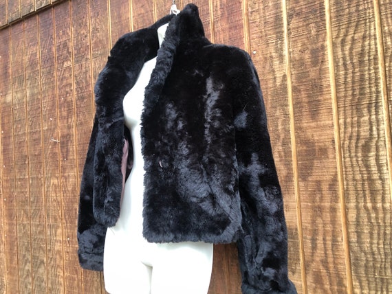 Vintage 60s shearling fur womens coat size small … - image 1