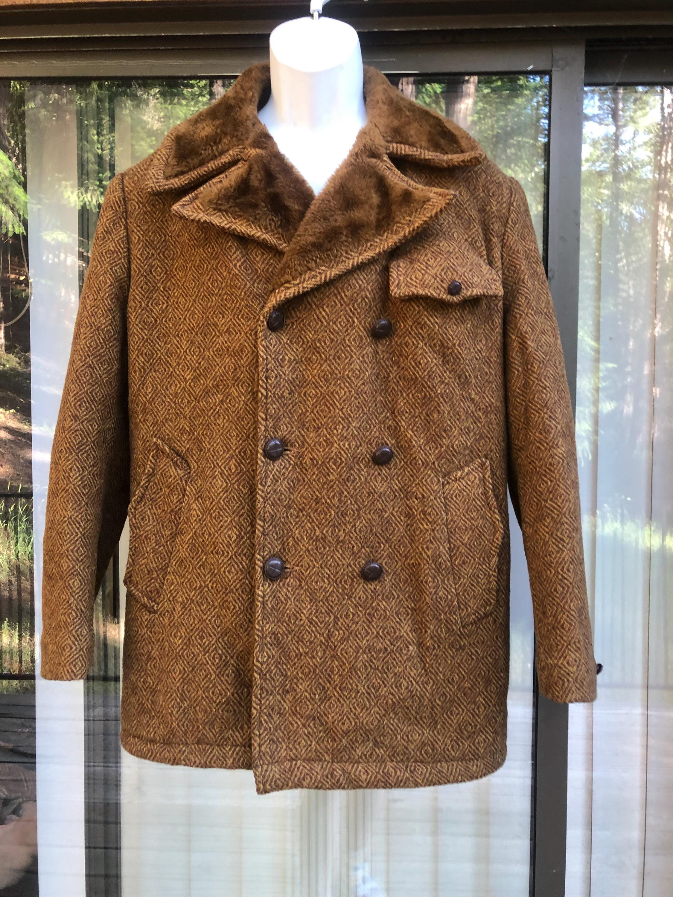 ジャケット・アウター vintage wool double chester coat brown L vintage wool double chester coat brown L ジャケット・アウター