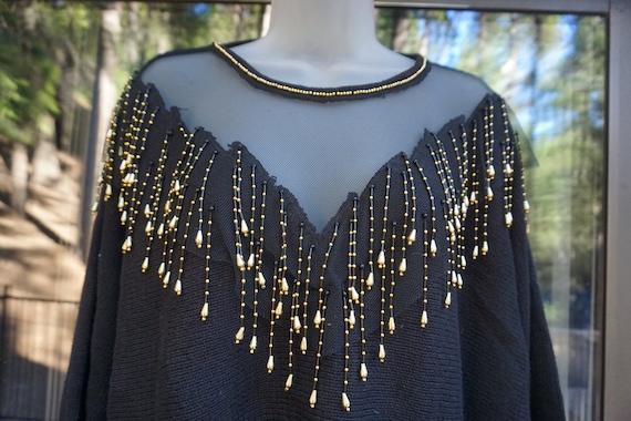 Black knit beaded knit sweater size 3X by Work in Progress