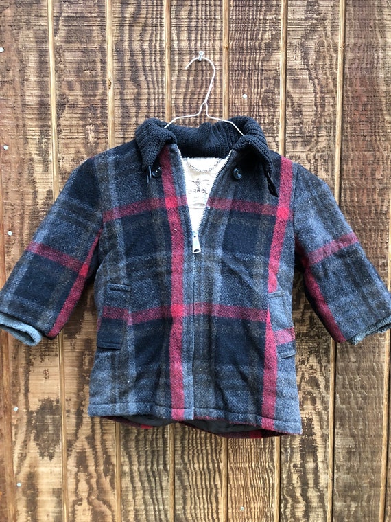 Vintage 1980s youth kids plaid hooded jacket by T… - image 2