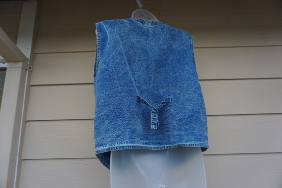 Vintage denim high contrast acid washed jean vest… - image 5