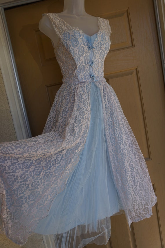 Vintage 1940s 1950s tulle prom dress by Lorie Deb… - image 1