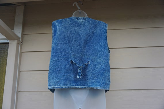 Vintage denim high contrast acid washed jean vest… - image 6