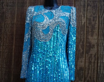nite line vintage dress Nite Line Sequined Dress East Village Vintage Collective
