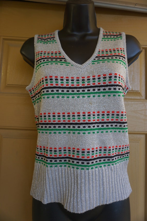 Shimmer knit sweater vest Vintage by Pronto size … - image 2