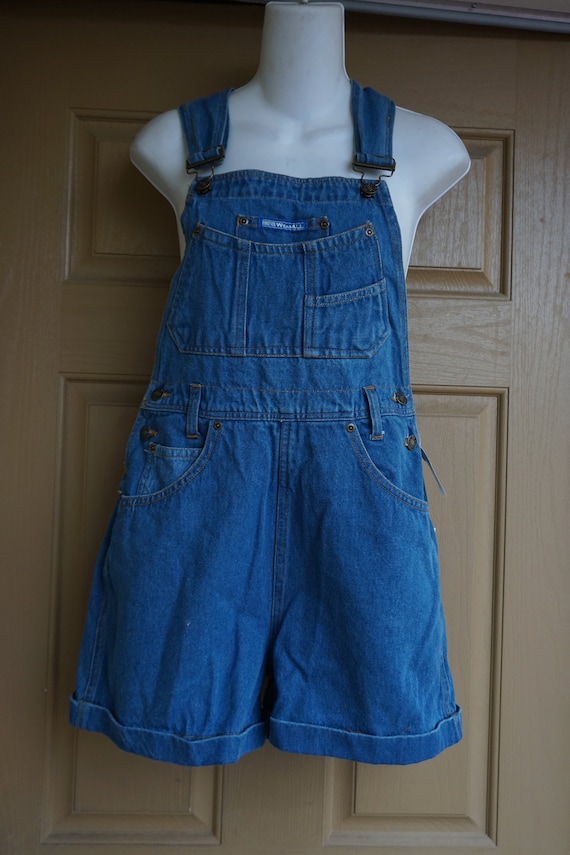 NWT Forever Wearall Vintage blue shorts overalls s