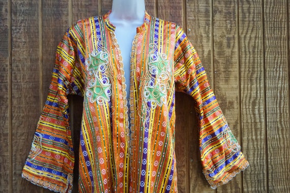 Long striped embroidered ethnic jacket - image 1