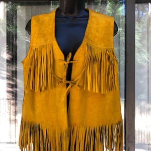 Vintage fringe suede leather vest medium