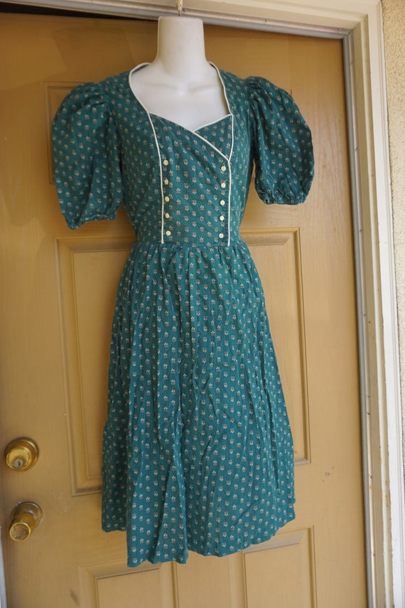 Vtg 1980s short sleeve dress size 7 small- medium… - image 3