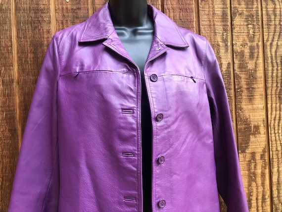 Purple size 8 Newport News Genuine Leather jacket - image 1