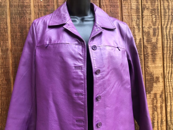 Purple Size 8 Newport News Genuine Leather Jacket - Etsy