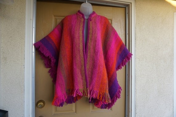 vintage wool mohair blend cape jacket / stripes /