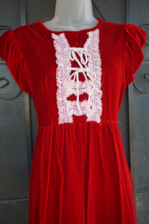 DAMAGED Velvet prairie dress maxi dress short sle… - image 2