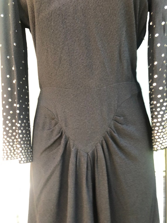 Vintage 1950s black dress with silver sequins on … - image 4