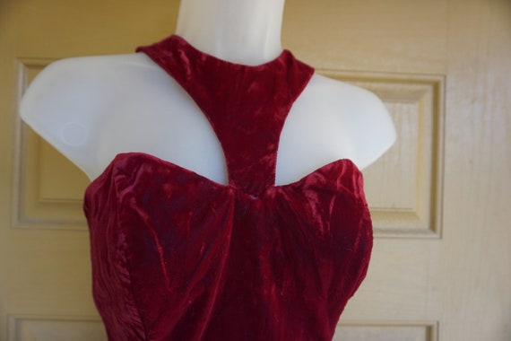 LA Glo Vintage velvet red dress size 5/6 - image 4