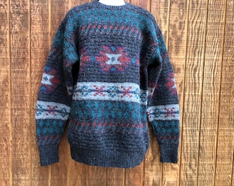 Wind River wool mohair blend heavy knit sweater size L Tall men&#39;s southwestern print
