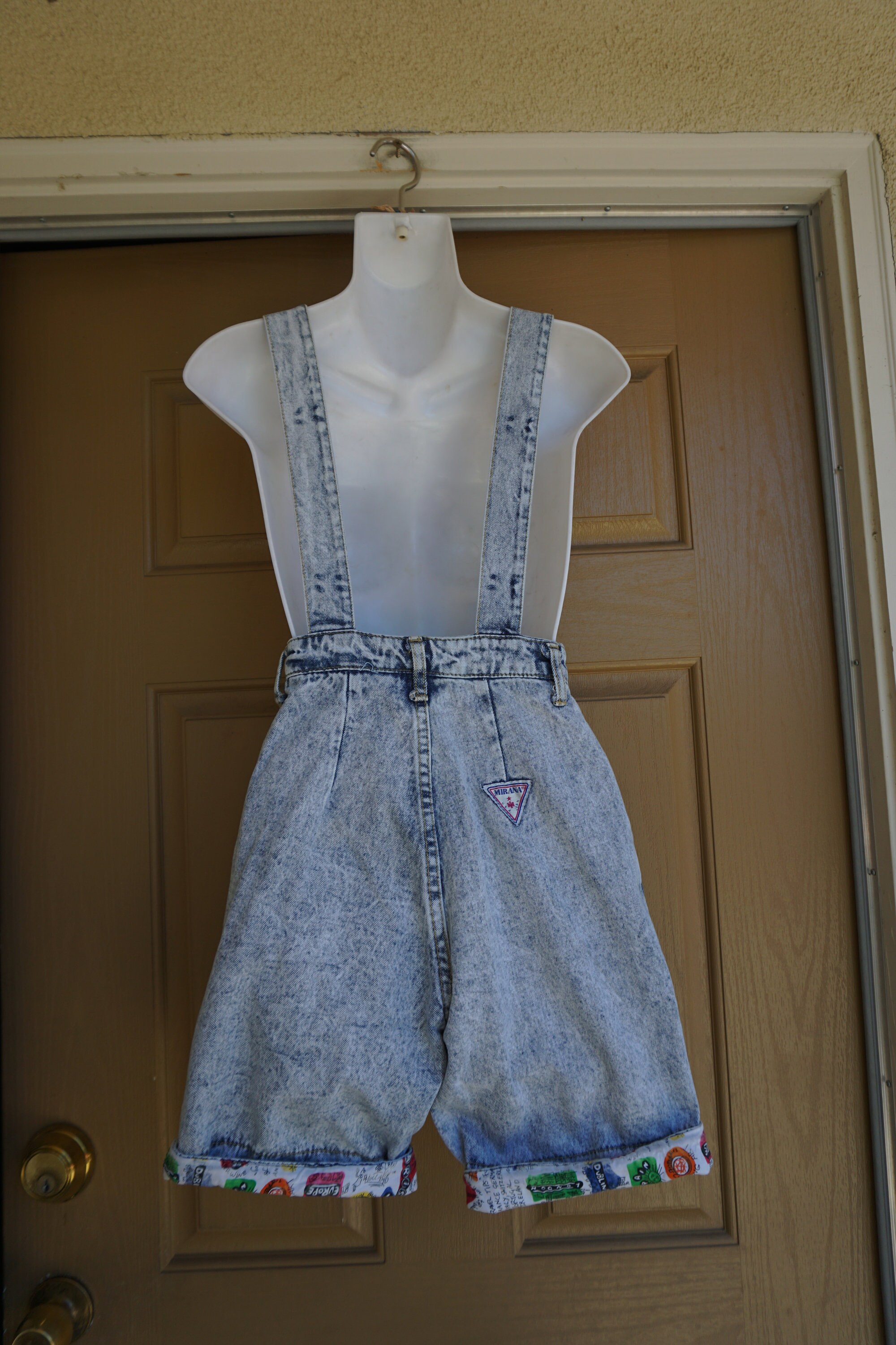 Vintage 1980s 1990s high contast denim shorts overalls made by | Etsy