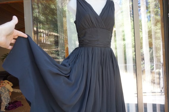 Vintage 1950s maxi dress by Gay Gibson long sleev… - image 1