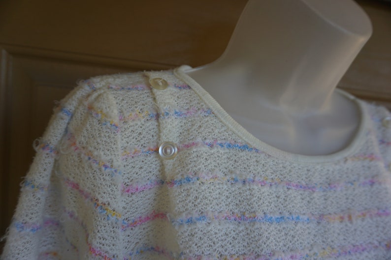 Vintage 1980s or 90s pastel heavy knit sweater size Medium image 6