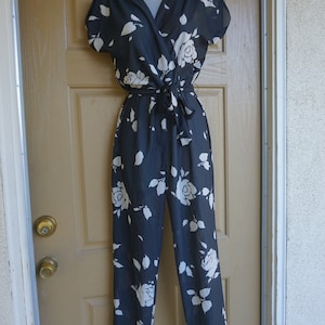 Vintage Romper Playsuit Jumper coveralls Womens  S Small  80s 1980s