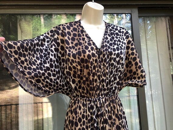 Small Granada drawstring zip up nightgown leopard… - image 1
